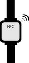 Smartwatch logo with NFC function and wireless network sign.